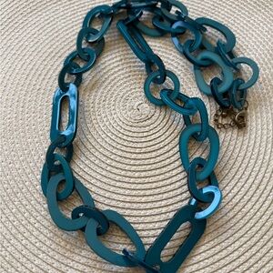 Teal Chain Link Necklace 18” long